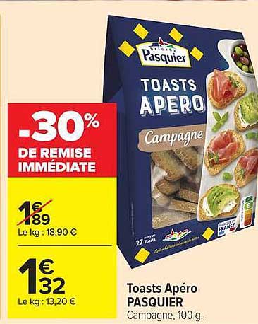 Toasts Apéro PASQUIER Campagne, 100 g