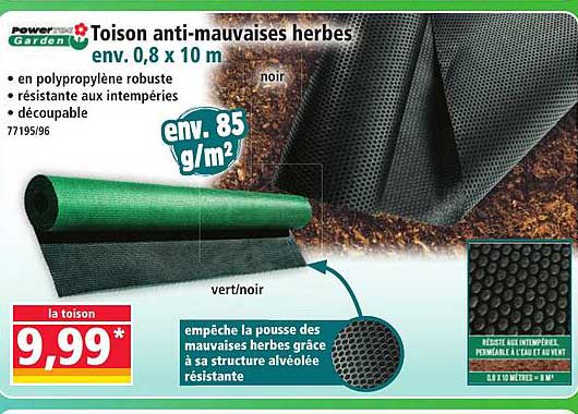 Toison anti-mauvaises herbes env. 0,8 x 10 m