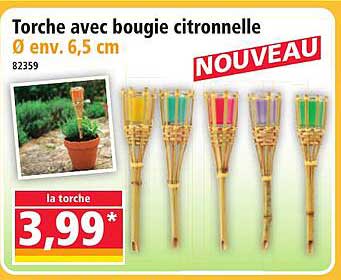 Torche avec bougie citronnelle Ø env. 6,5 cm