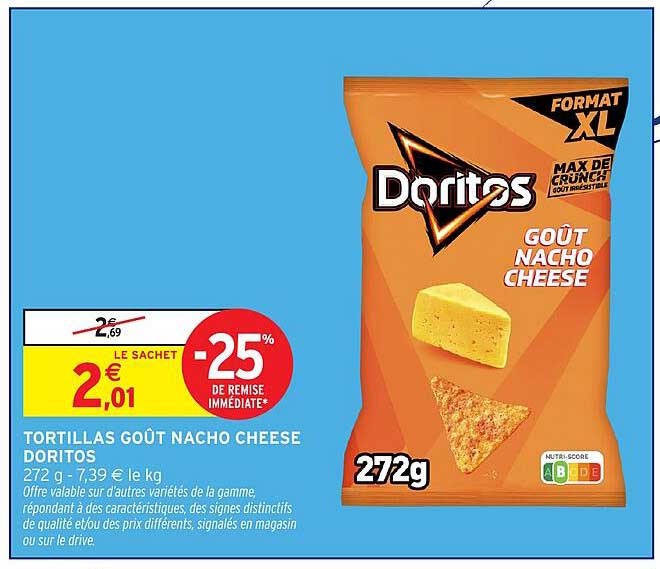 TORTILLAS GOÛT NACHO CHEESE DORITOS
