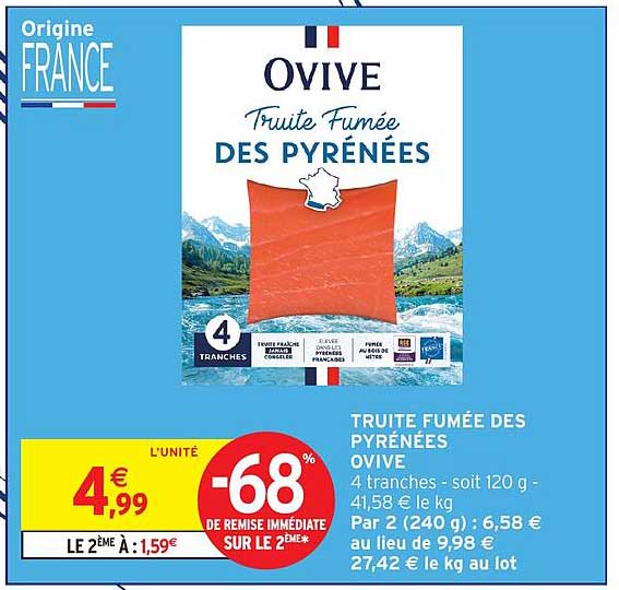 TRUITE FUMÉE DES PYRÉNÉES OVIVE 4 tranches - soit 120 g -