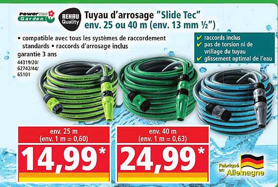 Tuyau d'arrosage "Slide Tec" env. 25 ou 40 m (env. 13 mm 1/2")