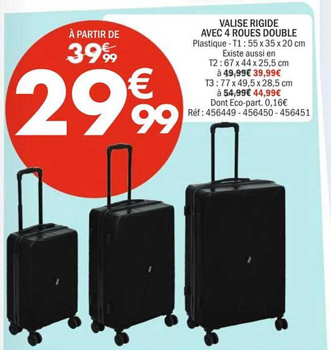 VALISE RIGIDE AVEC 4 ROUES DOUBLE