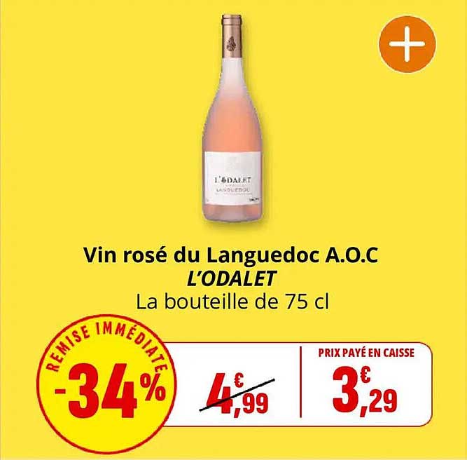 Vin rosé du Languedoc A.O.C L’ODALET La bouteille de 75 cl