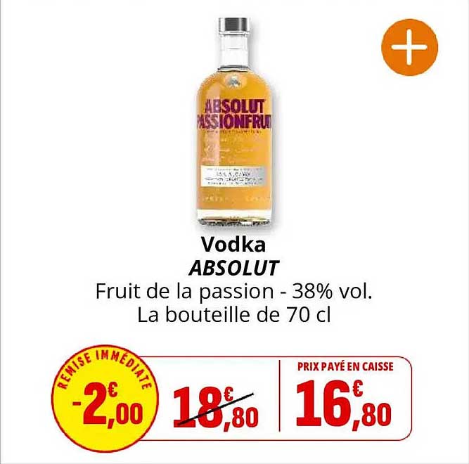 Vodka ABSOLUT Fruit de la passion - 38% vol. La bouteille de 70 cl