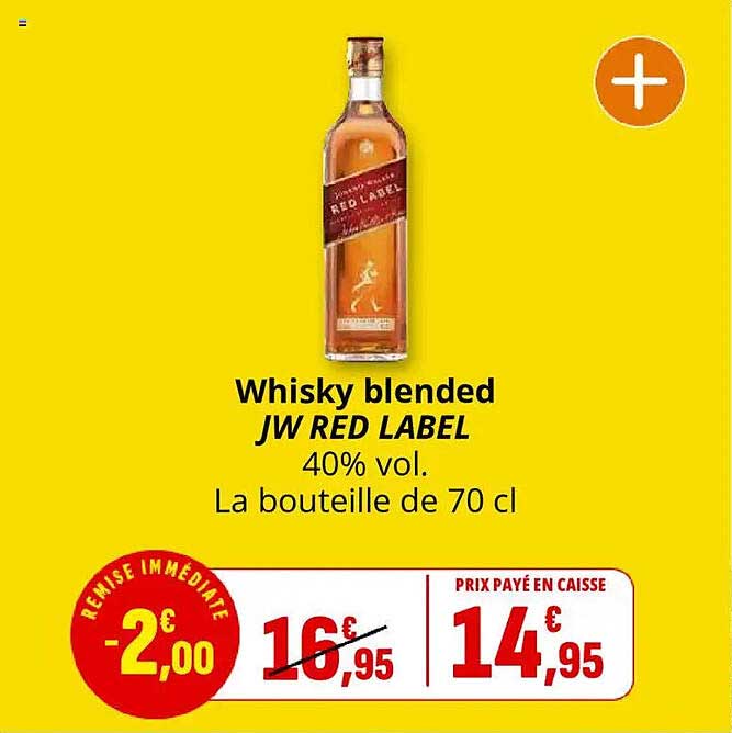 Whisky blended JW RED LABEL 40% vol. La bouteille de 70 cl