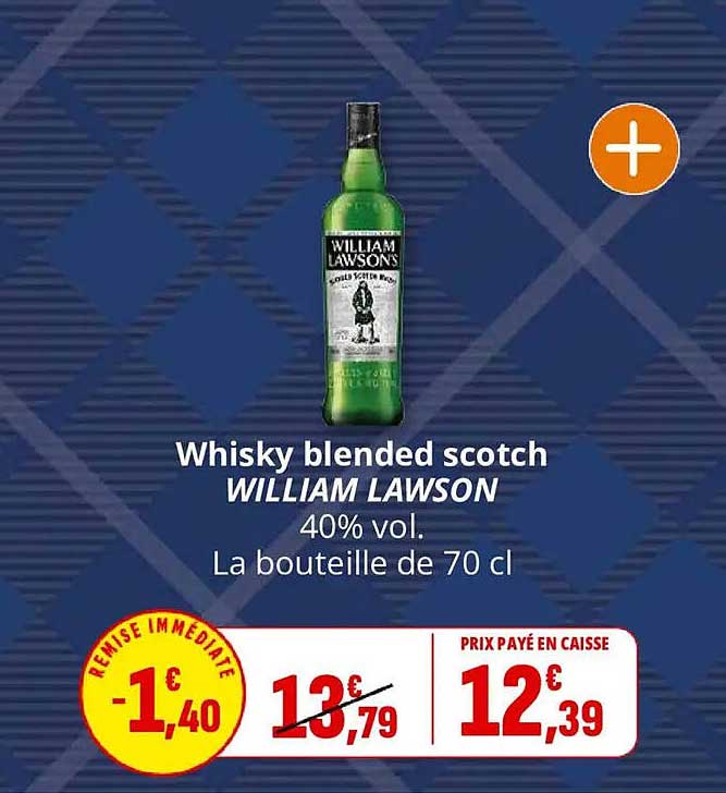 Whisky blended scotch WILLIAM LAWSON 40% vol. La bouteille de 70 cl