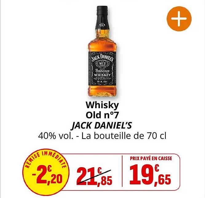 Whisky Old n°7 JACK DANIEL'S 40% vol. - La bouteille de 70 cl