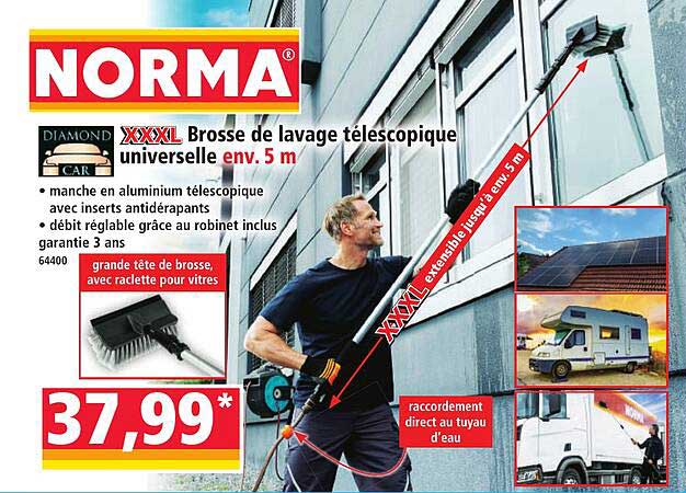 XXXL Brosse de lavage télescopique universelle env. 5 m