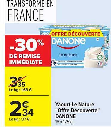 Yaourt Le Nature "Offre Découverte" DANONE 16 x 125 g.