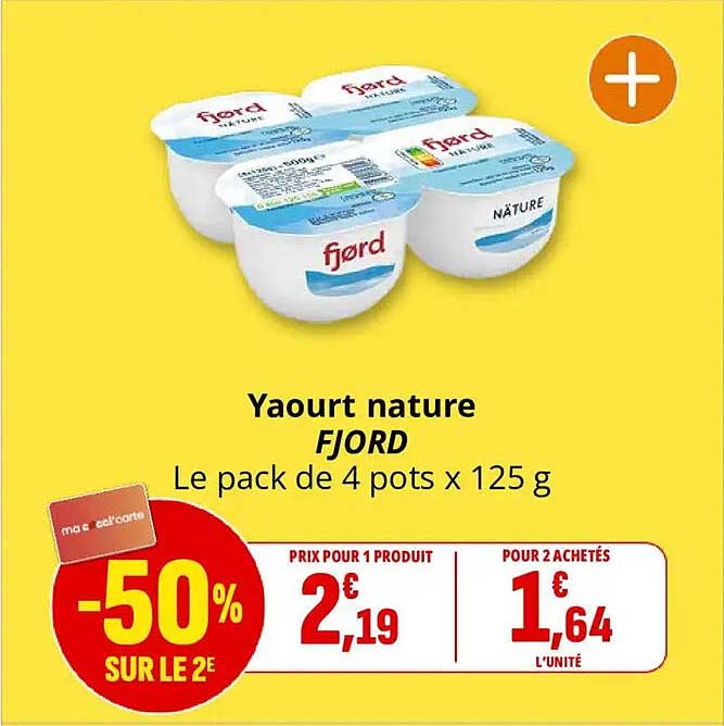 Yaourt nature FJORD Le pack de 4 pots x 125 g