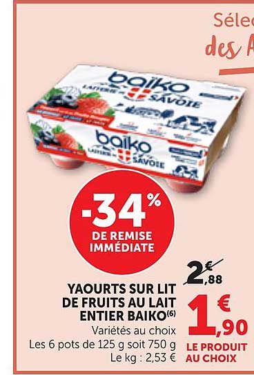 YAOURTS SUR LIT DE FRUITS AU LAIT ENTIER BAIKO