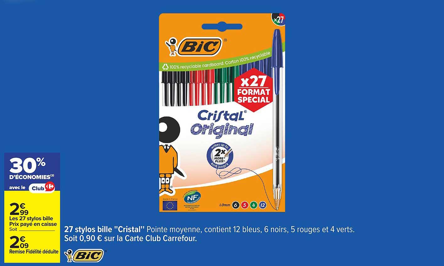 27 stylos bille "Cristal"