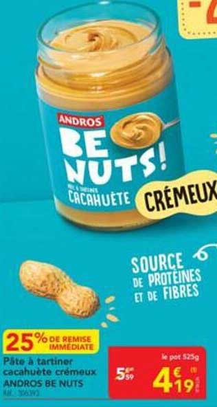 ANDROS BE NUTS! Pâte à tartiner crémeux cacahuète