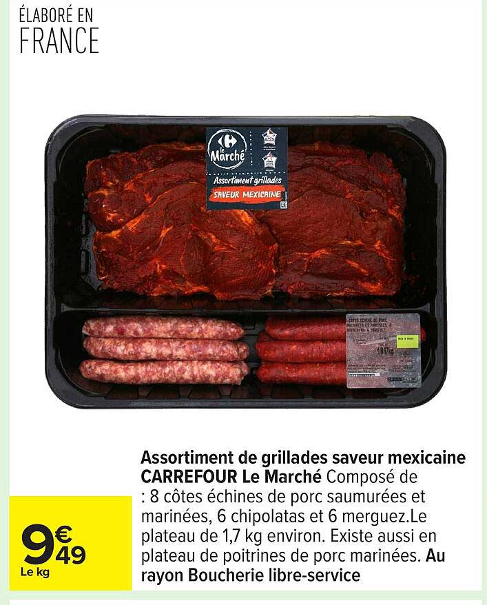 Assortiment de grillades saveur mexicaine CARREFOUR Le Marché