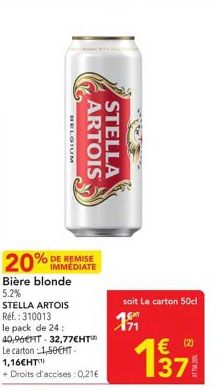 Bière blonde 5.2% STELLA ARTOIS