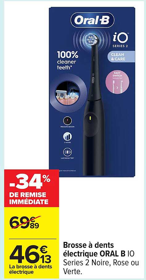 Brosse à dents électrique ORAL B IO Series 2 Noire, Rose ou Verte.