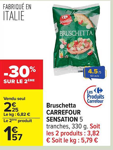 Bruschetta CARREFOUR SENSATION 5 tranches, 330 g
