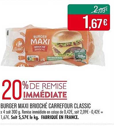 BURGER MAXI BRIOCHÉ CARREFOUR CLASSIC