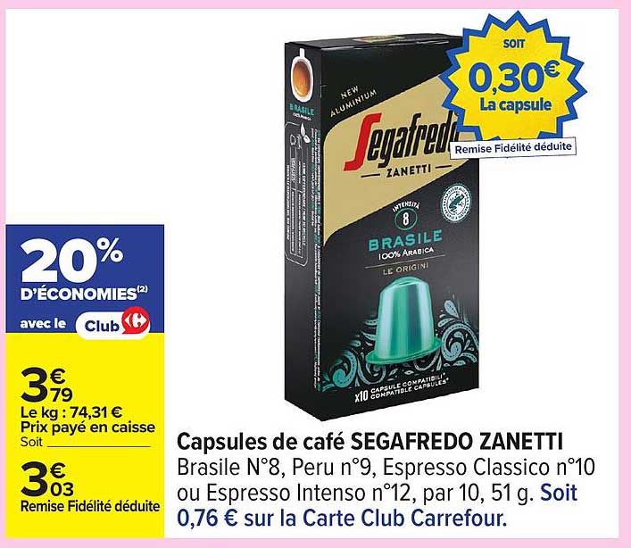 Capsules de café SEGAFREDO ZANETTI