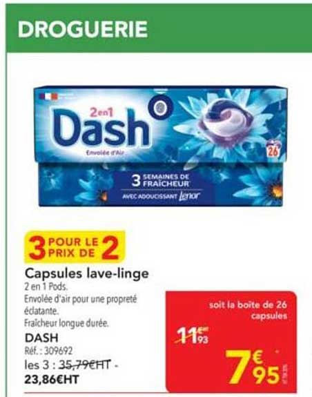 Capsules lave-linge 2 en 1 Dash