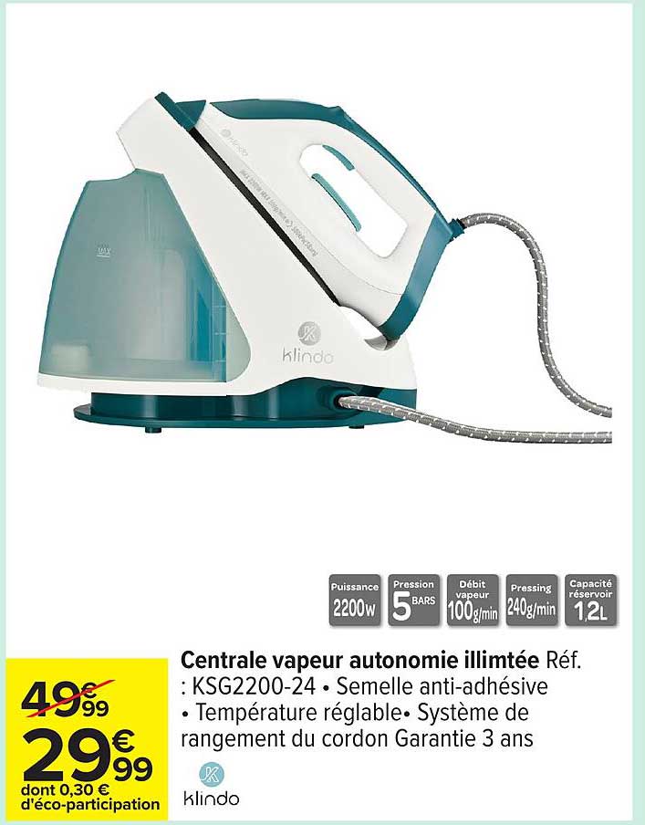 Centrale vapeur autonomie illimitée Réf. : KSG2200-24