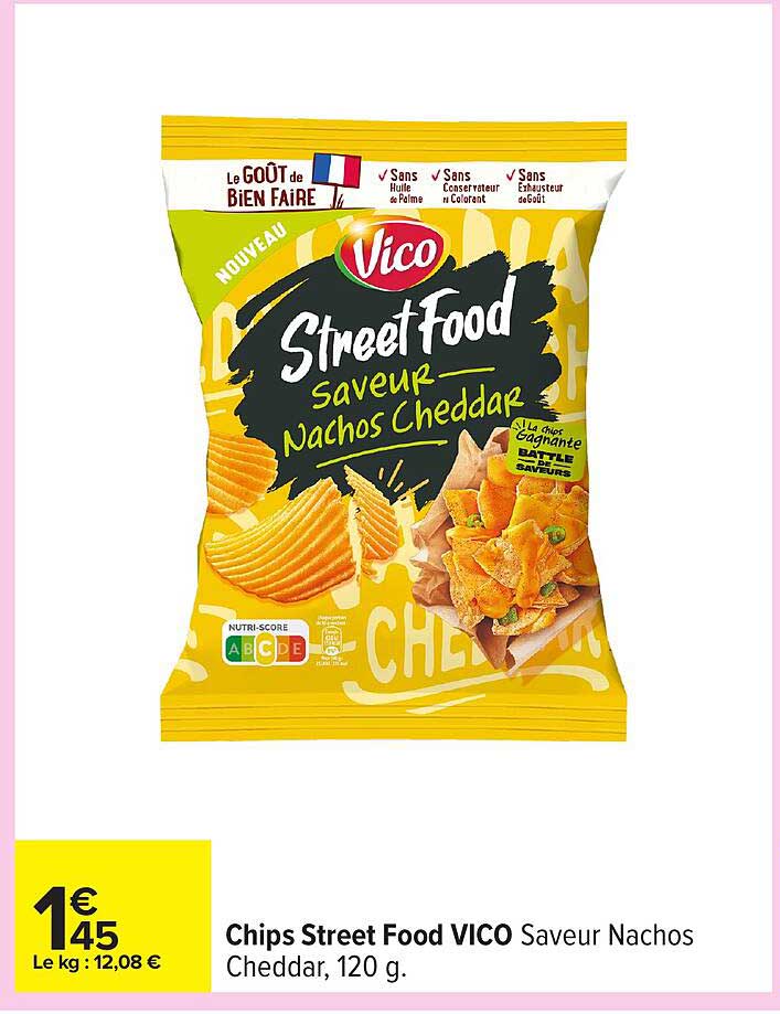 Chips Street Food VICO Saveur Nachos Cheddar, 120 g
