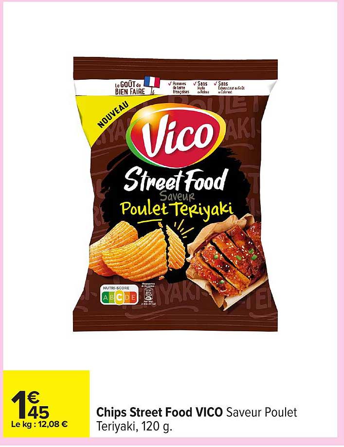 Chips Street Food VICO Saveur Poulet Teriyaki, 120 g.