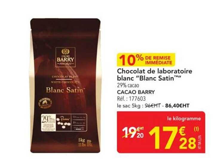 Chocolat de laboratoire blanc "Blanc Satin"