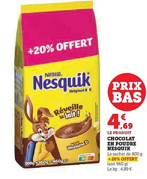 Chocolat en poudre Nesquik