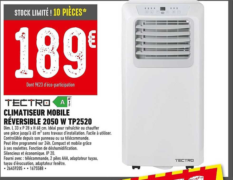 CLIMATISEUR MOBILE RÉVERSIBLE 2050 W TP2520