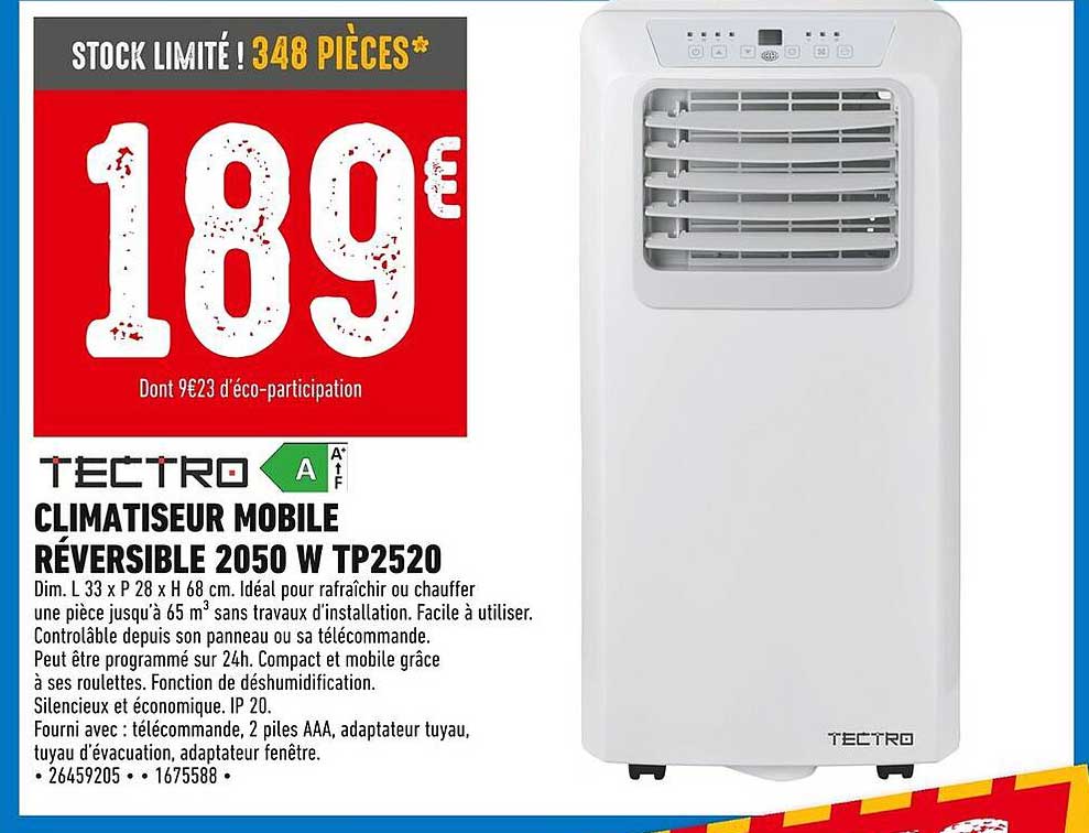 CLIMATISEUR MOBILE RÉVERSIBLE 2050 W TP2520