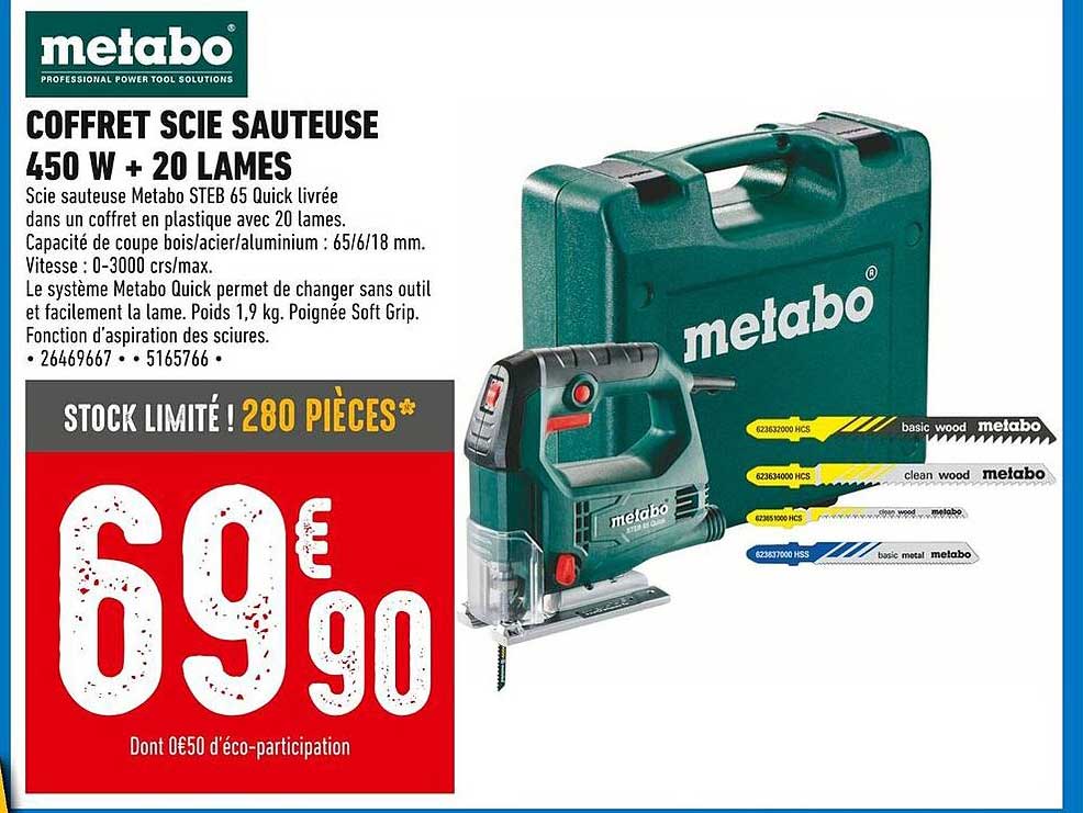 COFFRET SCIE SAUTEUSE 450 W + 20 LAMES
