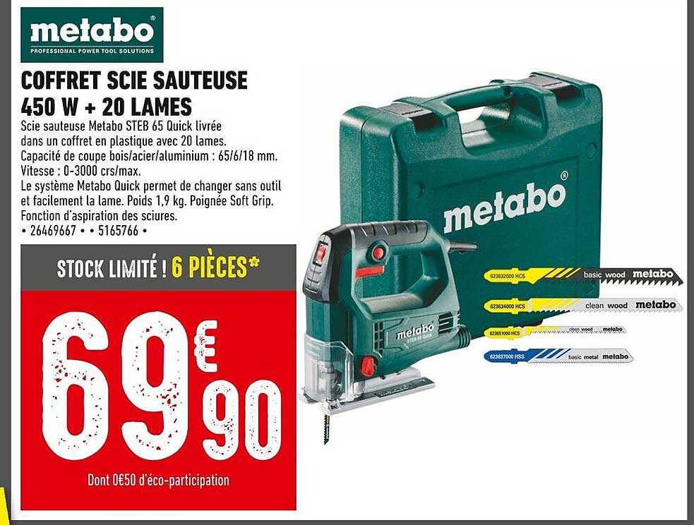COFFRET SCIE SAUTEUSE 450 W + 20 LAMES