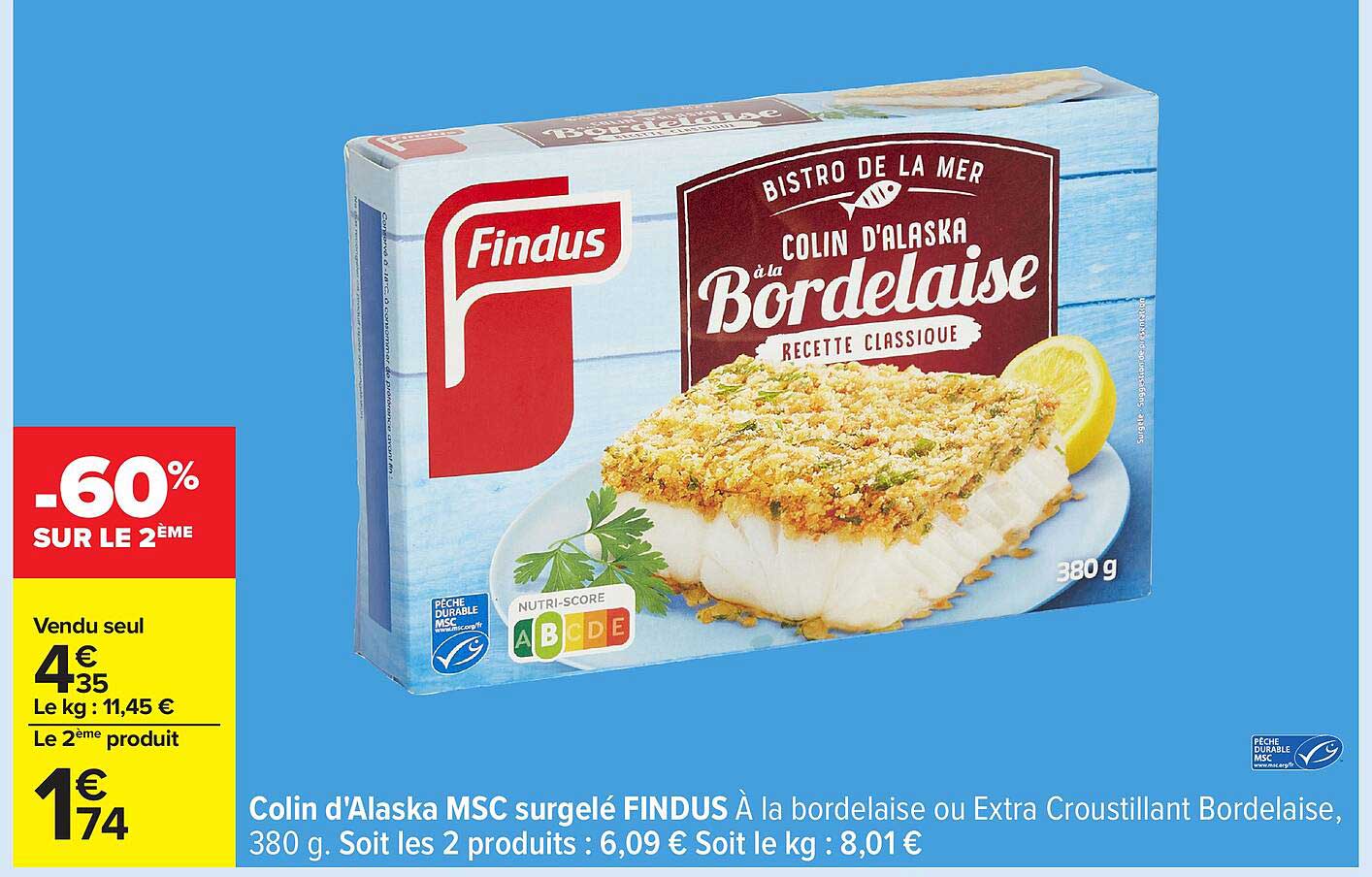 Colin d'Alaska MSC surgelé FINDUS à la bordelaise