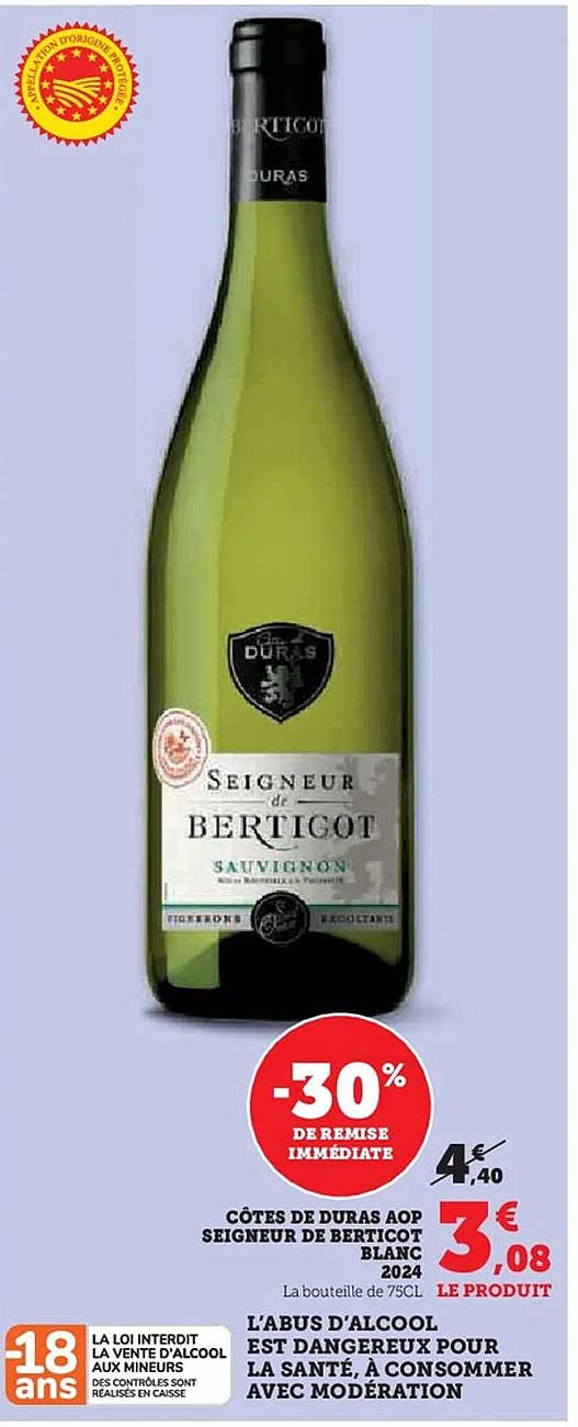 Côtes de Duras AOP Seigneur de Berticot Blanc 2024