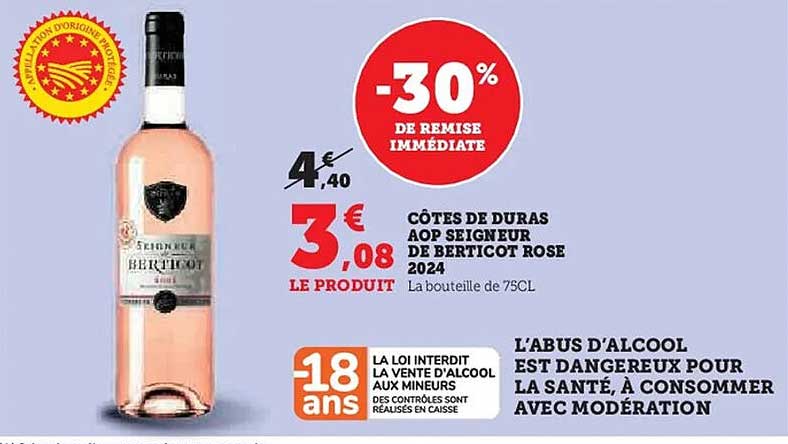 CÔTES DE DURAS AOP SEIGNEUR DE BERTICOT ROSE 2024