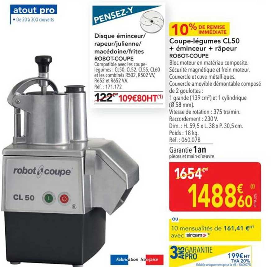 Coupe-légumes CL50 + éminceur + râpeur ROBOT-COUPE