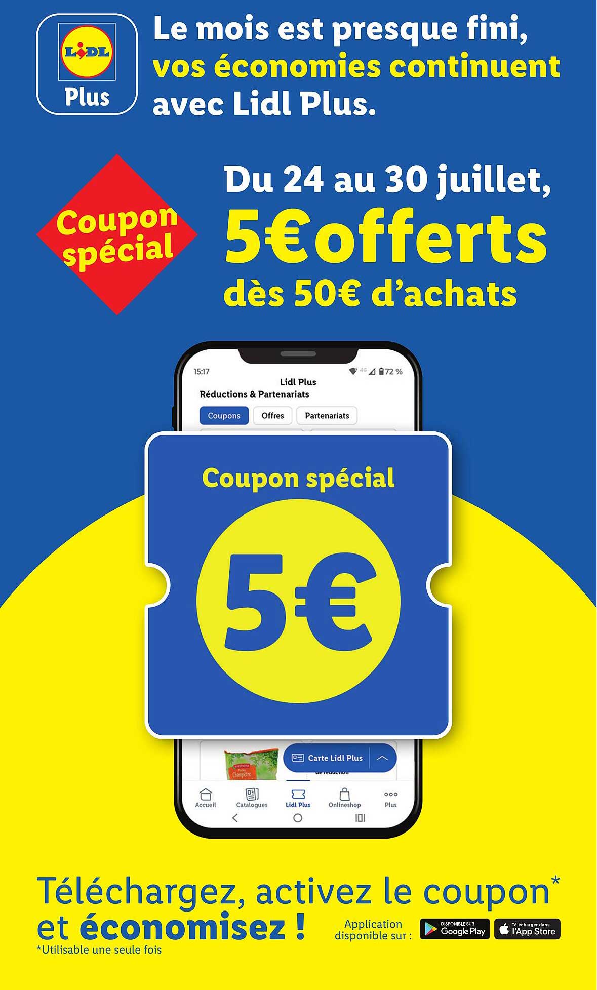 Coupon spécial 5€ offerts dès 50€ d’achats
