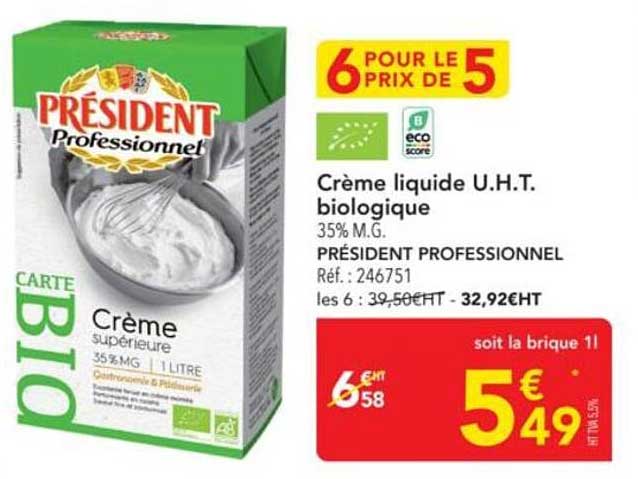 Crème liquide U.H.T. biologique 35% M.G.