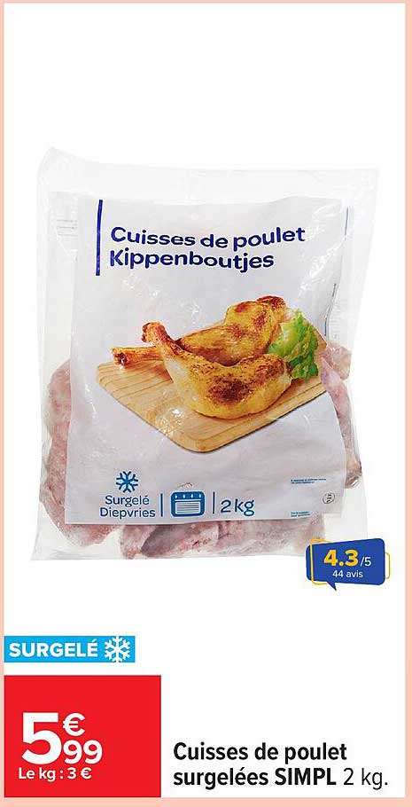 Cuisses de poulet surgelées SIMPL 2 kg