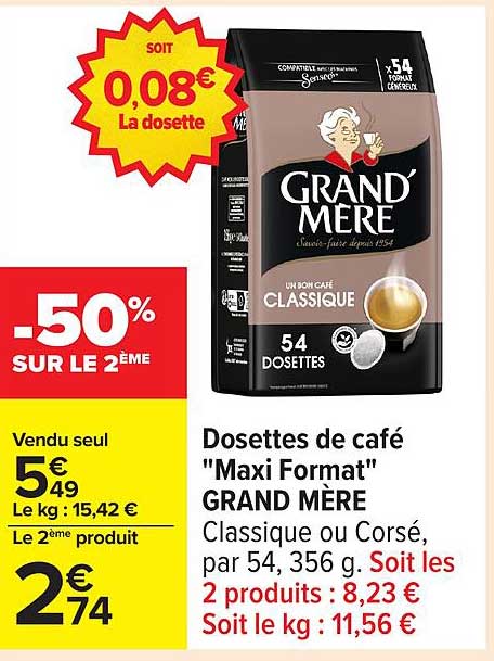 Dosettes de café "Maxi Format" GRAND MÈRE
