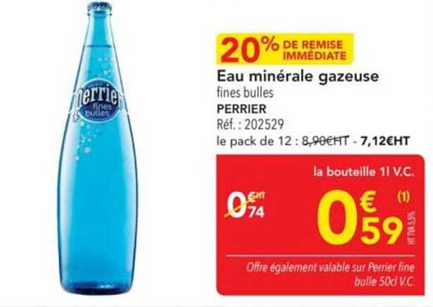 Eau minérale gazeuse fines bulles PERRIER