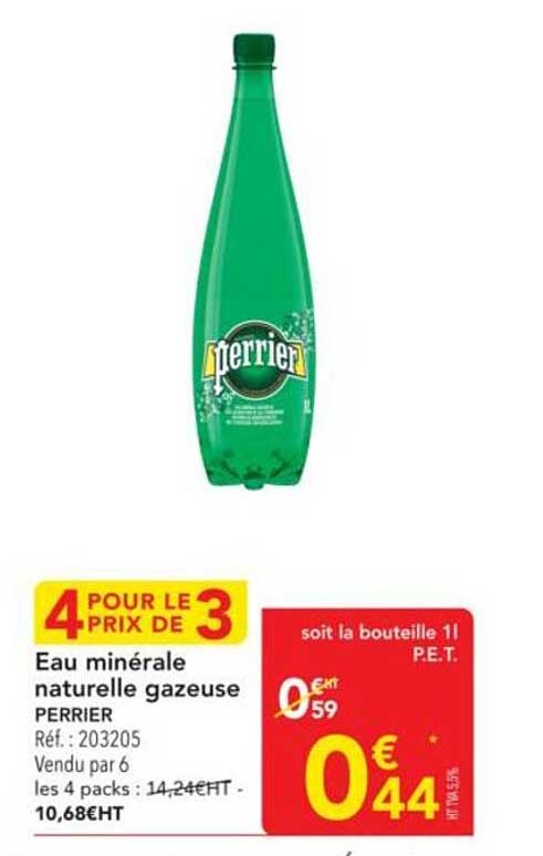 Eau minérale naturelle gazeuse PERRIER