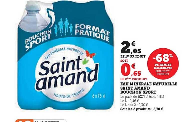 EAU MINÉRALE NATURELLE SAINT AMAND BOUCHON SPORT