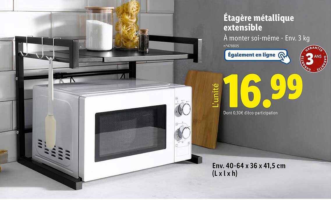Étagère métallique extensible