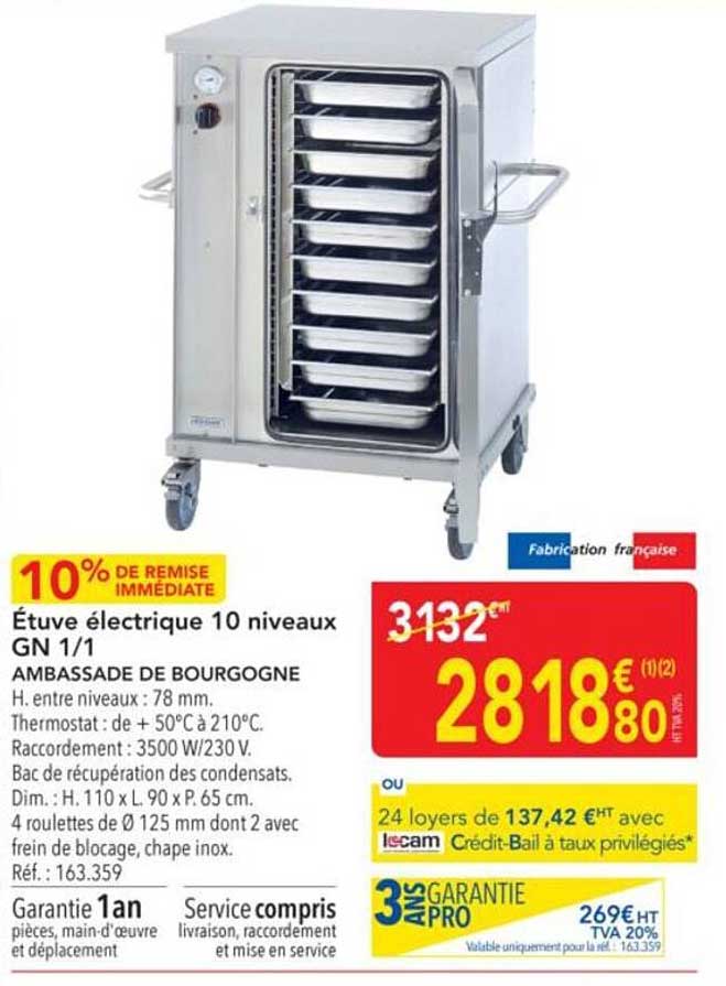Étuve électrique 10 niveaux GN 1/1 AMBASSADE DE BOURGOGNE