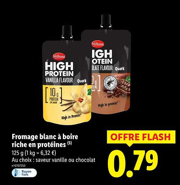 Fromage blanc à boire riche en protéines
