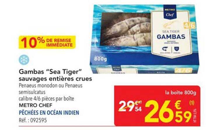 Gambas “Sea Tiger” sauvages entières crues