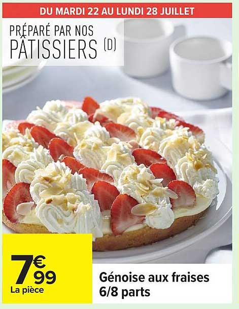 Génoise aux fraises 6/8 parts